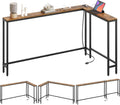 Narrow Console Table with Outlets 78.7 in Sofa Table - Slim Charging