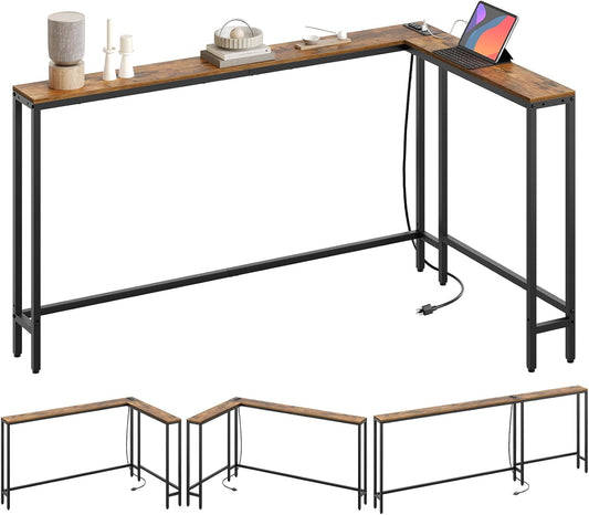 Narrow Console Table with Outlets for Living Room and Hallway