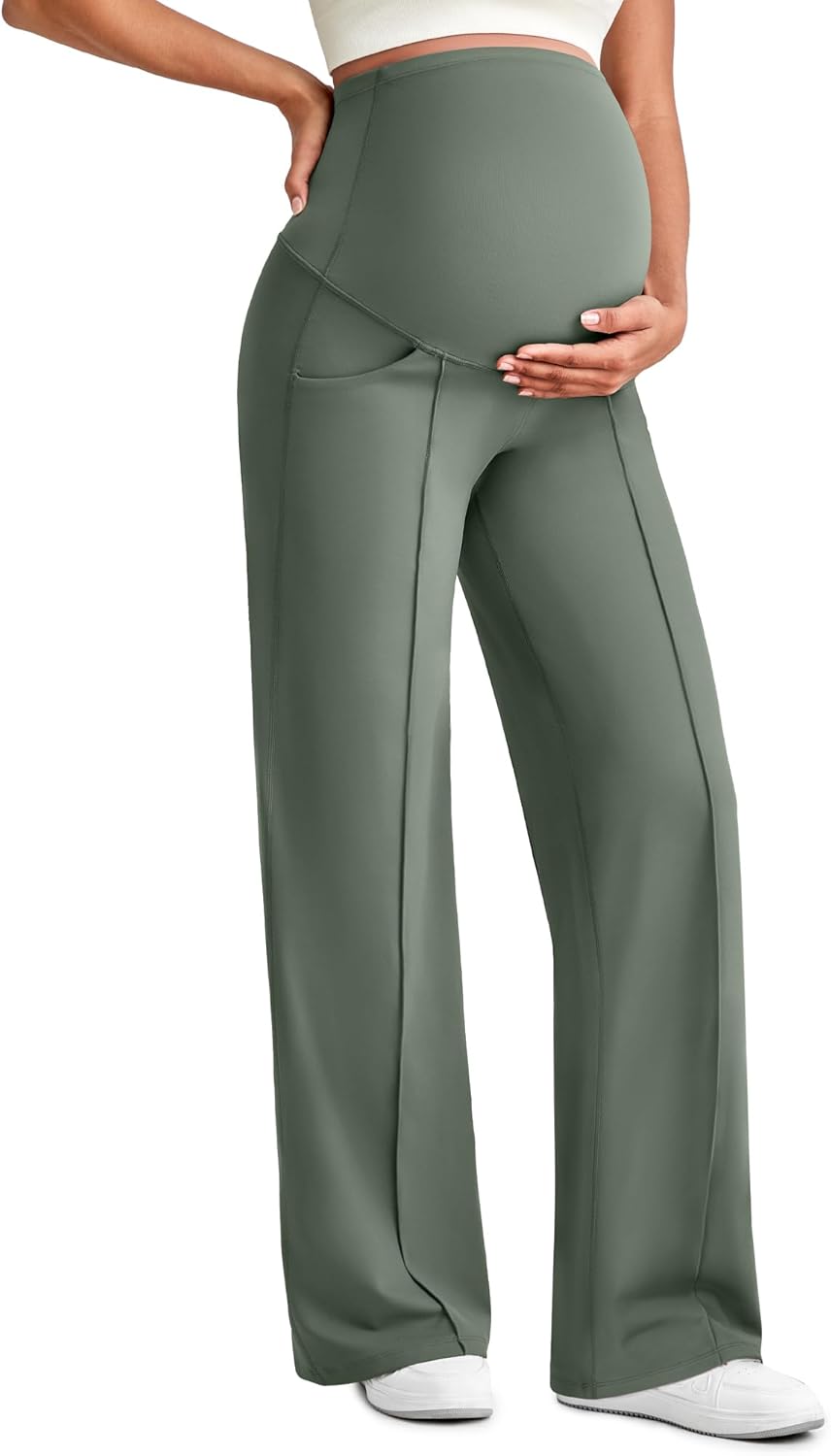 G4Free Maternity Dress Yoga Pants with Pockets for Comfort