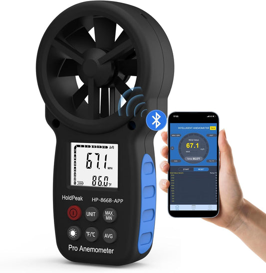 HoldPeak Handheld Anemometer Bluetooth for Accurate Wind Speed