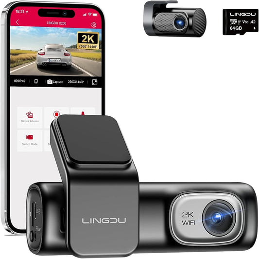 LINGDU D200 Dual Dash Cam: GPS, WI-FI, Night Vision & More