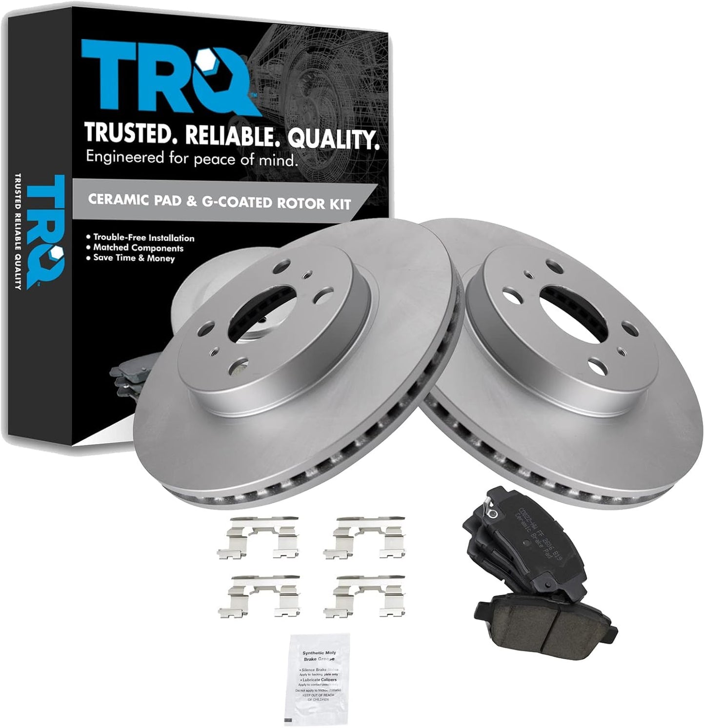 TRQ Front Brake Pad & Rotor Kit for 2013 Scion iQ - Premium Quality