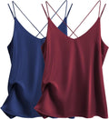 Silk Satin Camisole Tank Top V Neck Spaghetti Strap - Smooth & Chic