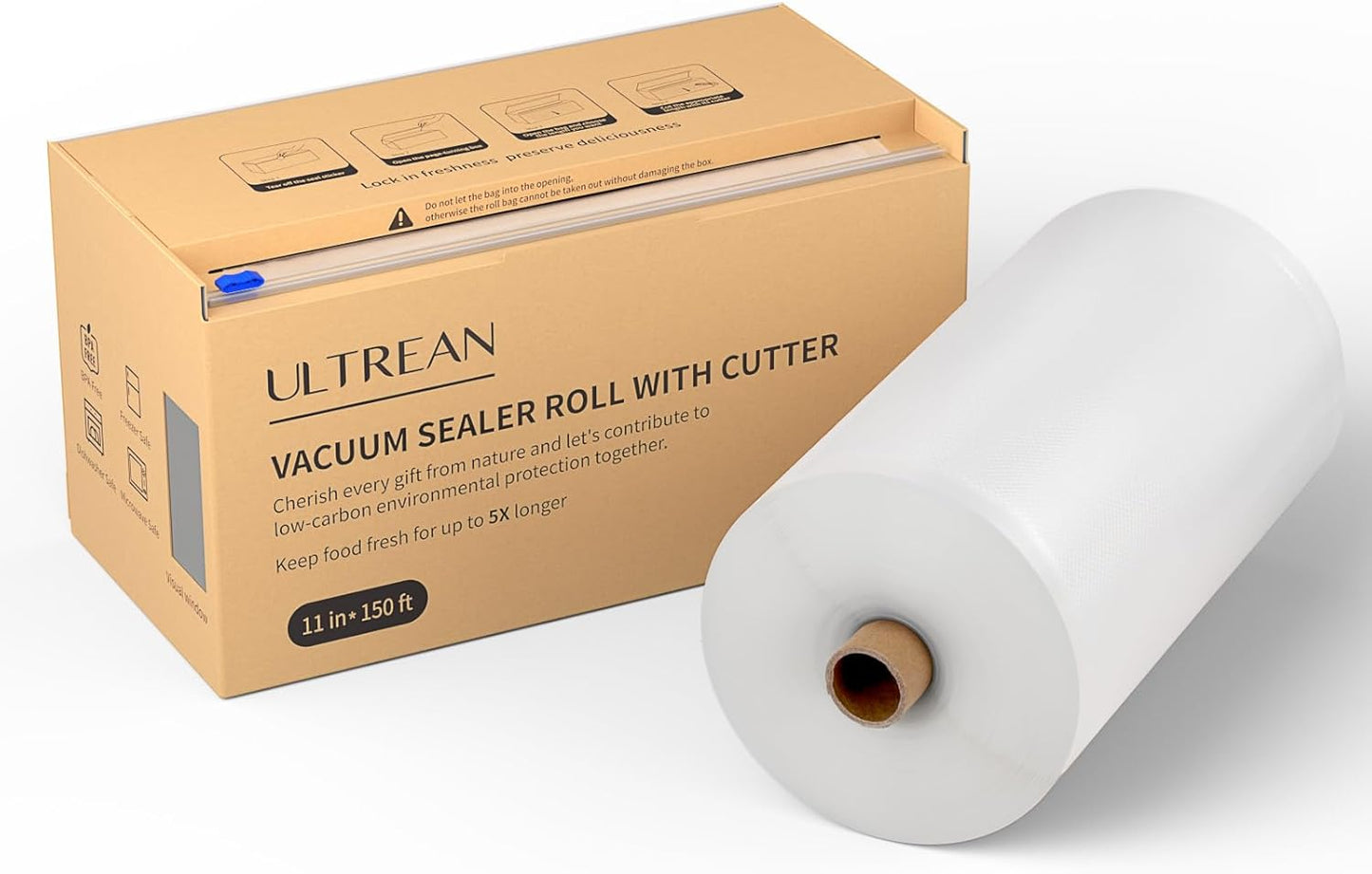 Ultrean Vacuum Seal Roll Keeper 11in x 150ft for Food Storage