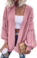 Dyexces Womens Oversized Cable Knit Cardigan - Cozy, Stretchy Layer