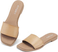 Women's Slide Sandals with Square Open Toe - Cushioned Footbed