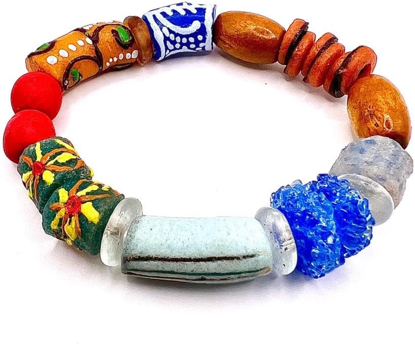 Ghanaian Handmade Powder Glass Trade Bead Bracelet for All Occasions