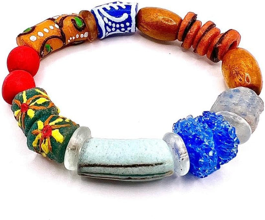 Ghanaian Handmade Powder Glass Trade Bead Bracelet for All Occasions