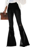 Sidefeel Women Destroyed Flare Jeans with Elastic Waist Design