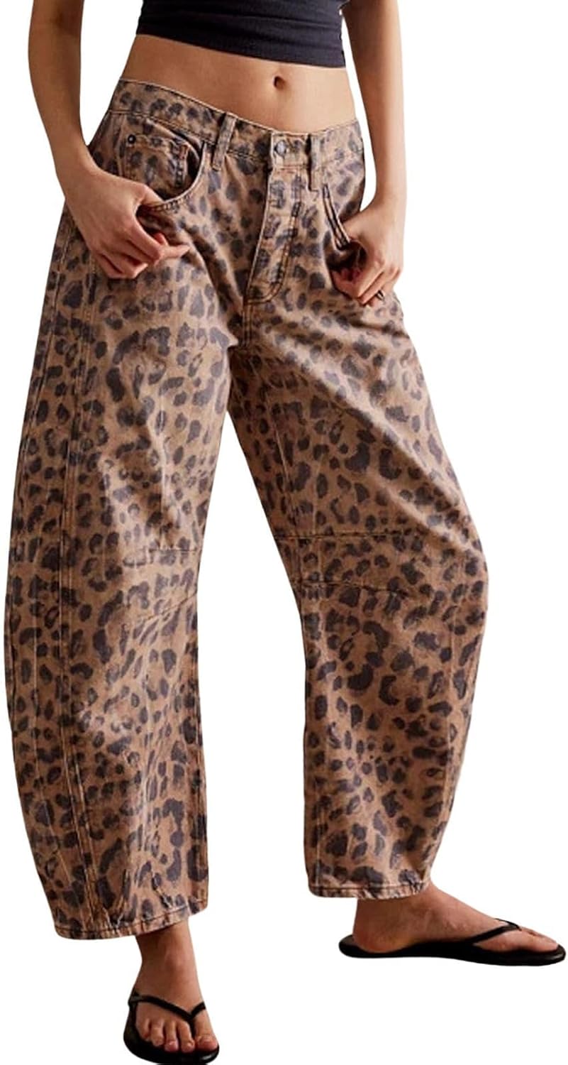Womens Stretchy Mid Rise Barrel Jeans for Vintage Style Lovers