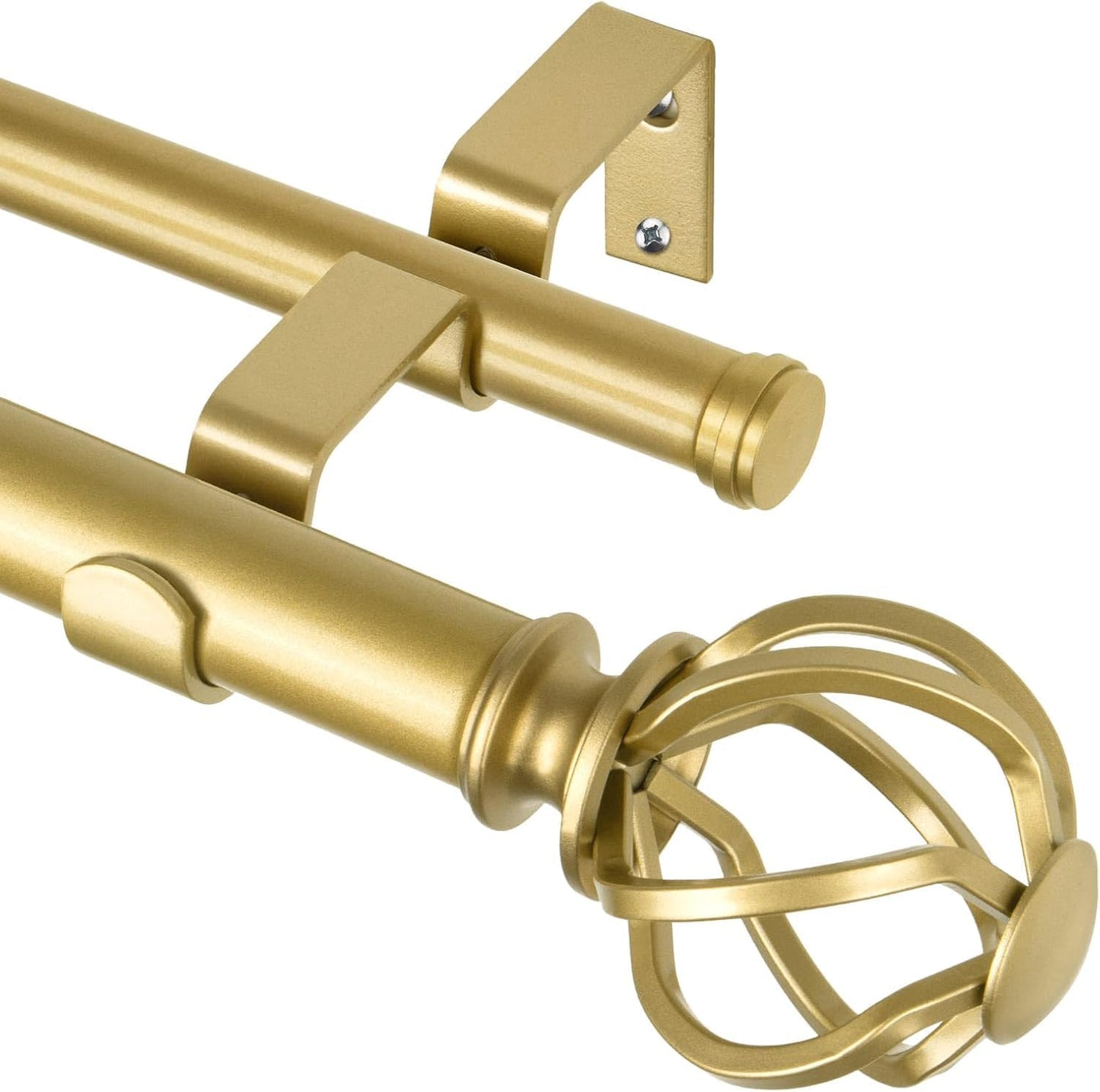 KAMANINA Gold Double Curtain Rods for Stylish Window Decor