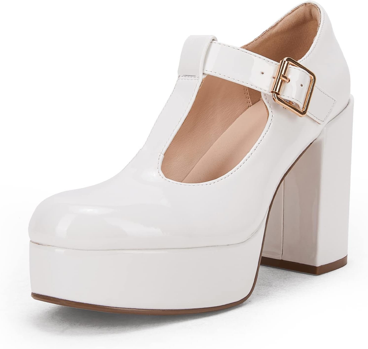 Coutgo Womens' T-Strap Round Toe Chunky Platform Heels Review