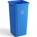 23 Gallon Blue Square Plastic Trash Can - Durable Commercial Bin