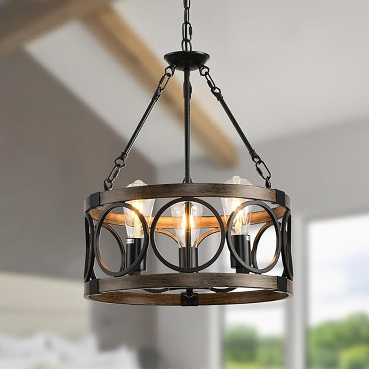 3-Light Black Flush Mount Ceiling Light for Kitchen Island