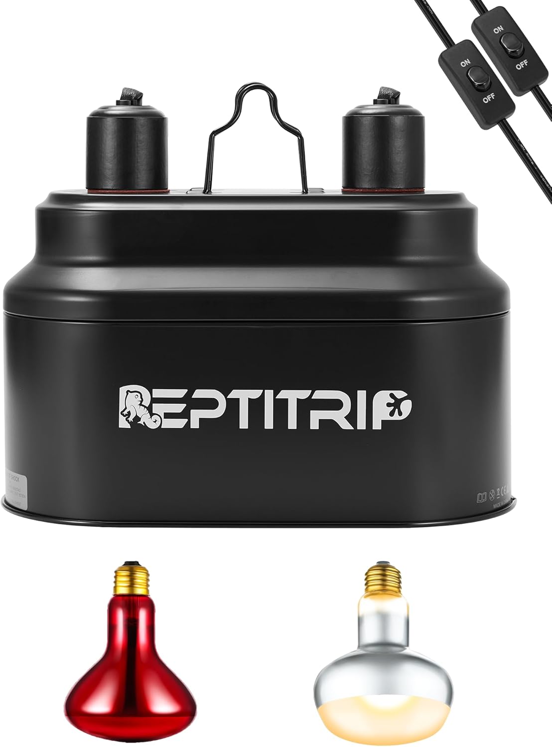 Dual Reptile Lamp Fixture with 100W Heat Bulbs for Reptiles