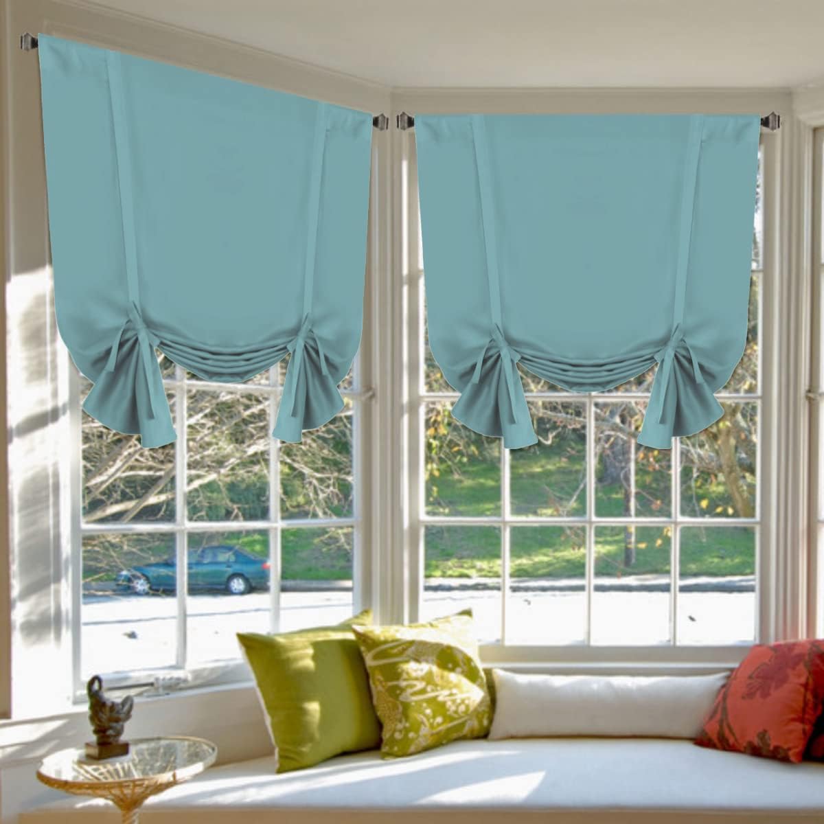 H.VERSAILTEX Blackout Tie Up Curtain for Small Windows