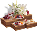 4 Pcs Buffet Risers Wood Dessert Display Stands - Rustic Nesting Box