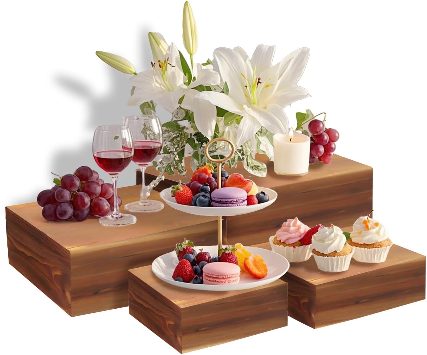 4 Pcs Buffet Risers for Elegant Dessert Display at Events