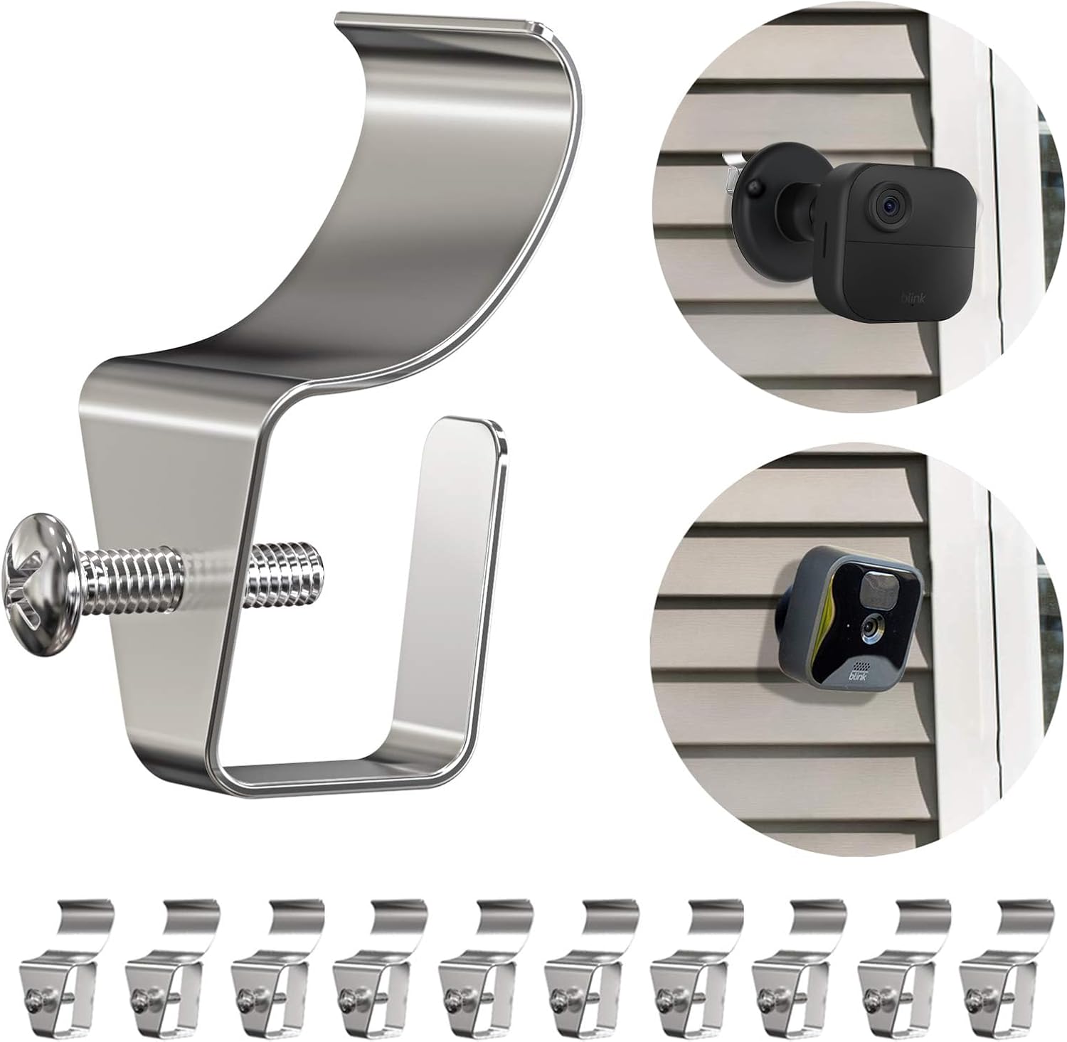 No-Hole Vinyl Siding Hooks for Outdoor Camera - 12 Pack