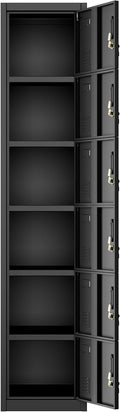 Metal Locker for Employees 6-Door 72in Tall Steel Cabinet - Secure