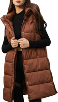 PUWEI Long Puffer Vest Women Quilted Hooded Vest - Warm Layering
