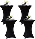 4PCS Black Spandex Cocktail Table Covers - Stretchy Elegance for Parties!