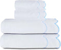 100% Cotton Scalloped Bath Towels Set 4 Piece - Soft Decorative Towels