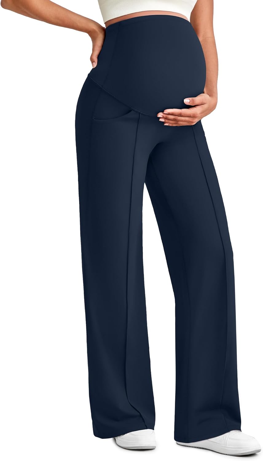 G4Free Maternity Dress Yoga Pants with Pockets for Comfort