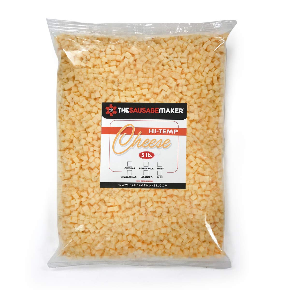 High Temp Cheddar Cheese for Sausage Making - 5 Lbs Cubes