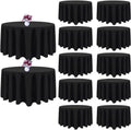 90 Inch Black Round Tablecloth 12 Pack - Washable Polyester for Events