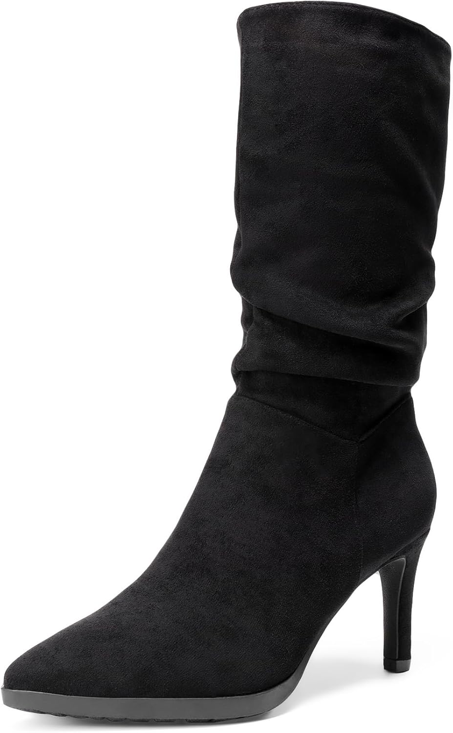 DREAM PAIRS Women's Mid Calf Boots with High Heels and Zip