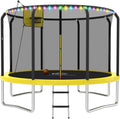 8FT Trampoline with Basketball Hoop and LED Lights - Safe Outdoor Fun
