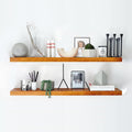 Oak Floating Shelves 42 in Solid Wood - Heavy Duty Wall Shelf
