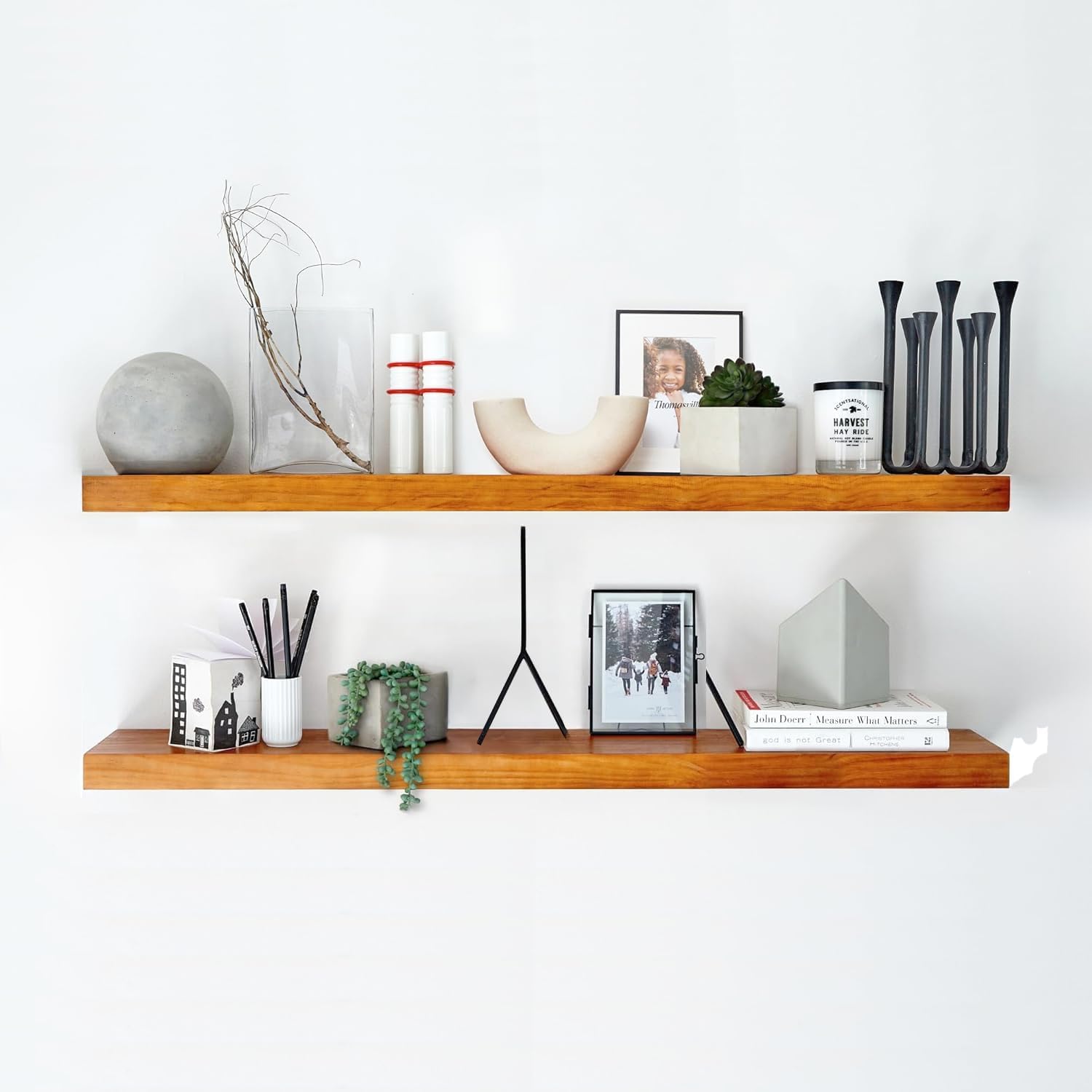 Homeforia Oak Floating Shelves - Elegant 42in Wall Decor