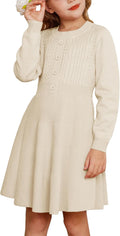 GRACE KARIN Girl Long Sleeve Sweater Dress - Cozy Knit for Fall Girls