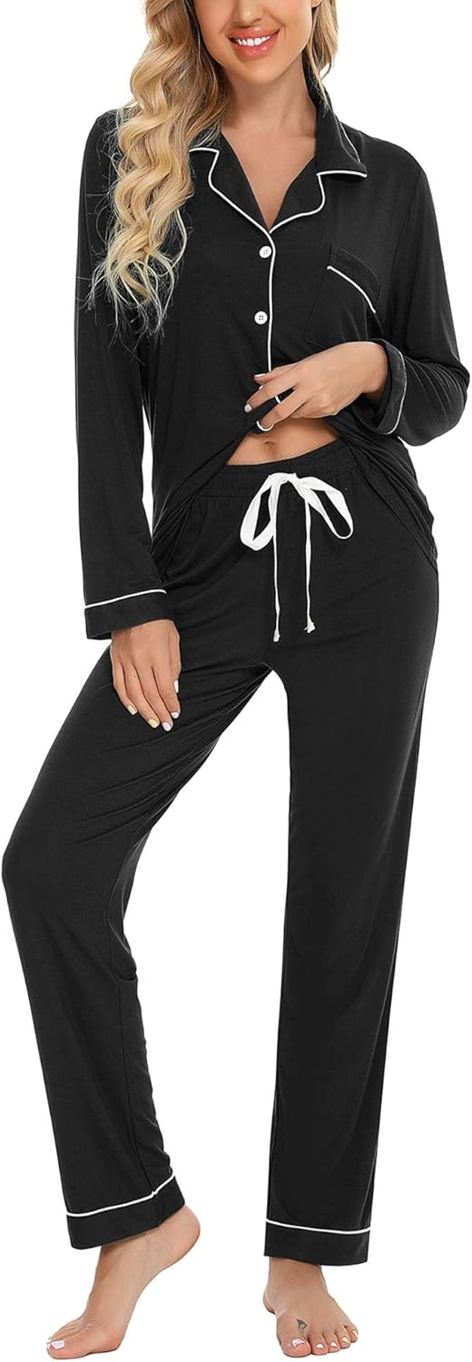 Leikar Button Up Pajama Set for Women - Soft and Comfortable PJs