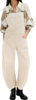 Women Y2k Baggy Barrel Jeans Overalls - Wide Leg Denim Bib