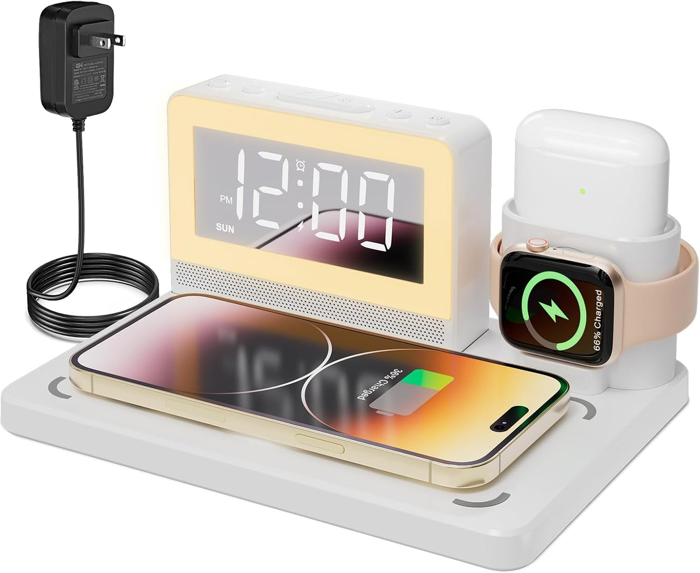Wireless Fast Charging Station - 7 in 1 Alarm Clock & Charger