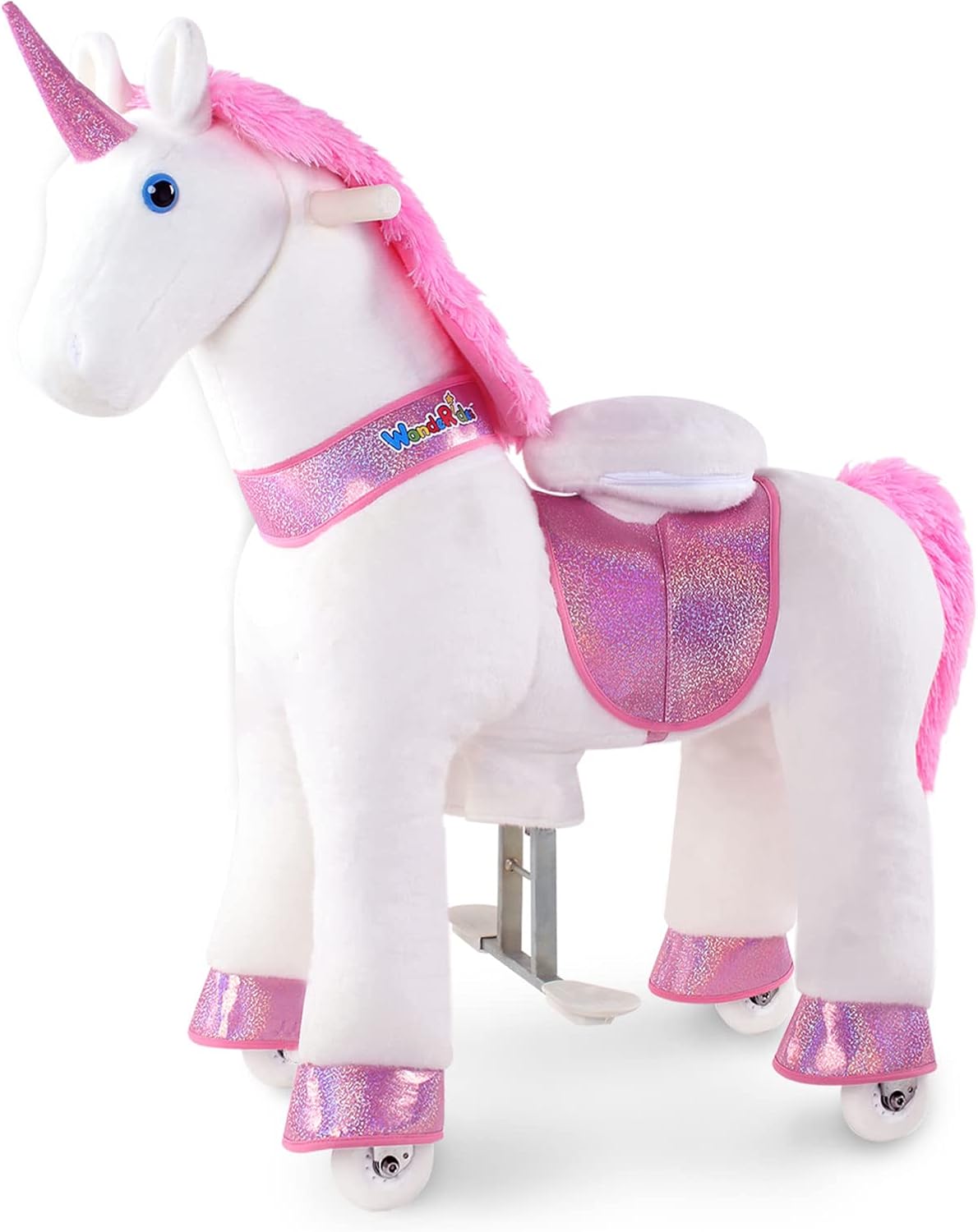WondeRides Ride on Unicorn Pink Horse Toy for Kids Age 4-9