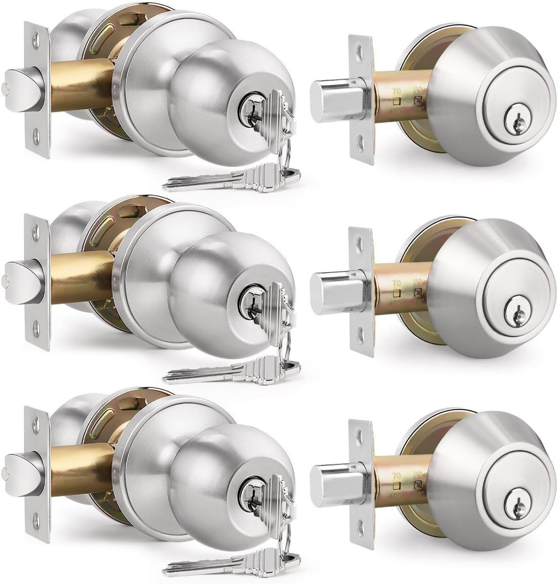 Keyed Entry Door Knob and Deadbolt Set for Security Needs