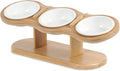 Elevated Cat Bowls 15 Degree Tilted 3 Ceramic Bowls - Adjustable Stand