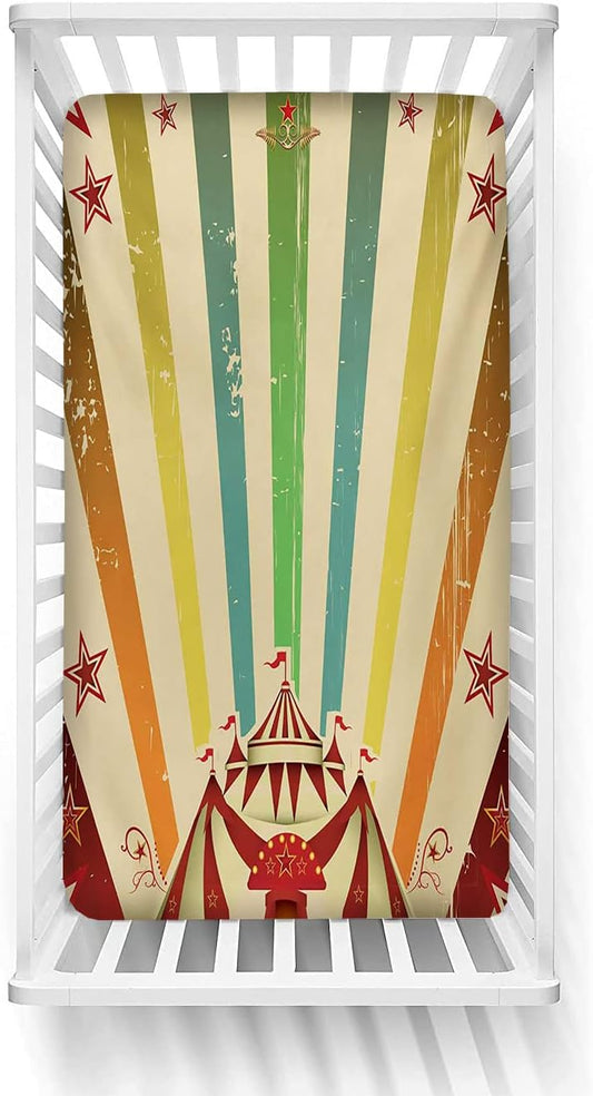 Rainbow Circus Fitted Crib Sheet - Silky Soft Microfiber - XISUNYA