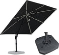 Purple Leaf 10 ft Patio Cantilever Umbrella - Solar LED Shade
