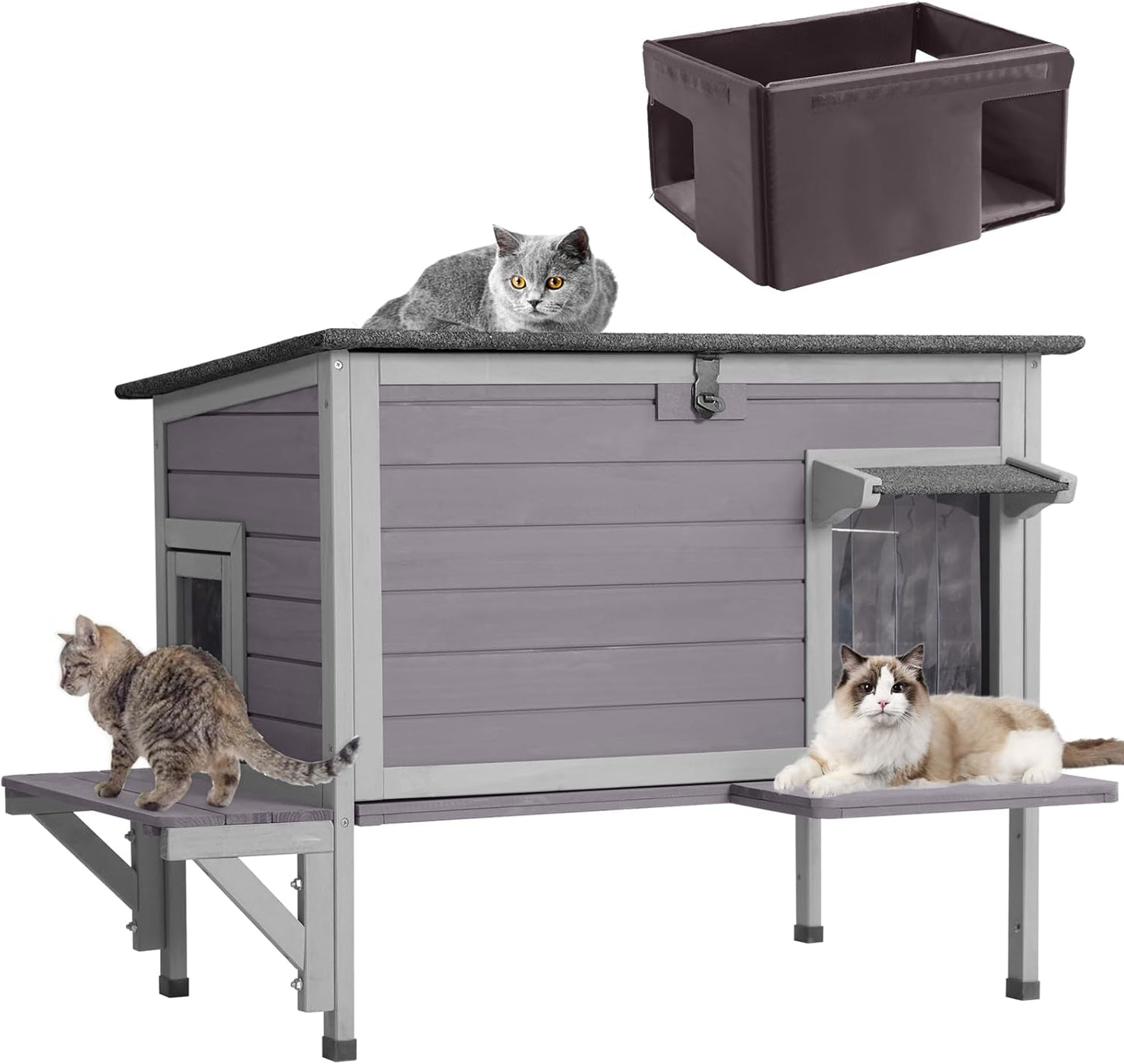 GUTINNEEN Outdoor Cat House Insulated for Winter Weatherproof Shelter
