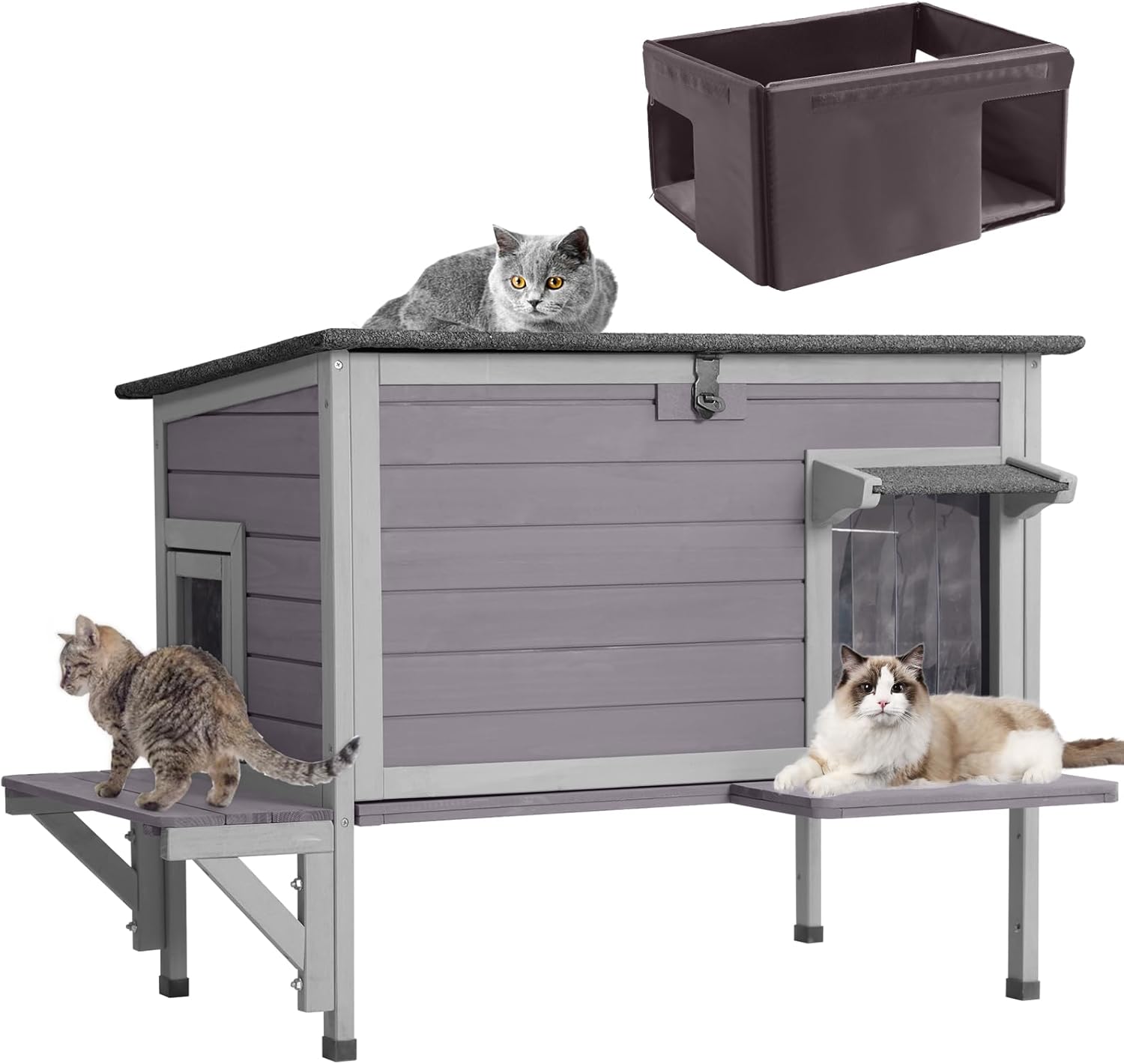 GUTINNEEN Outdoor Cat House Insulated for Winter Weatherproof Shelter