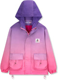 WELAKEN Fleece Lined Water-Resistant Rain Jacket for Girls - Cozy