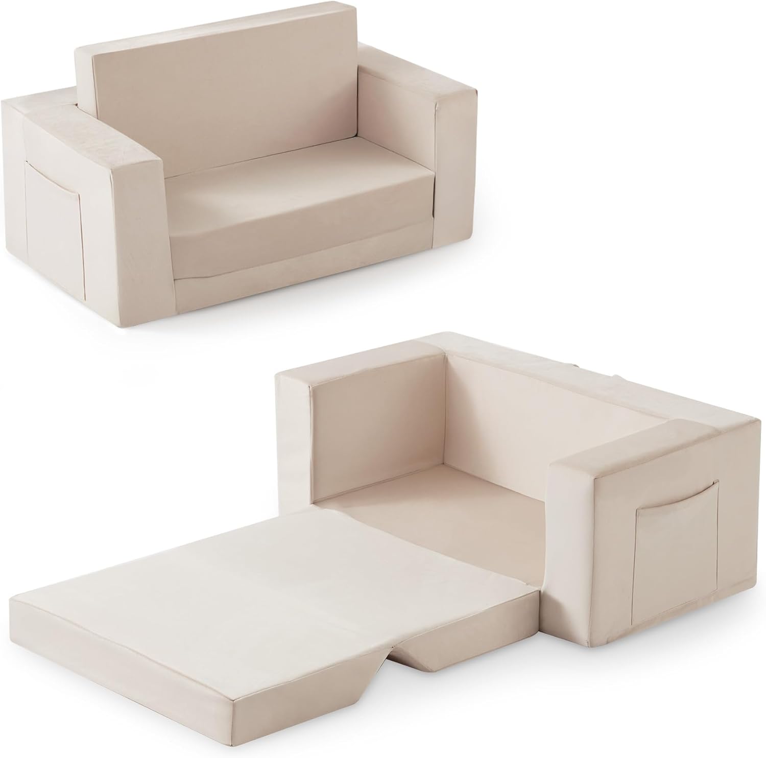 Kids Couch 2-in-1 Toddler Chair Comfy for Ages 1-3 Years
