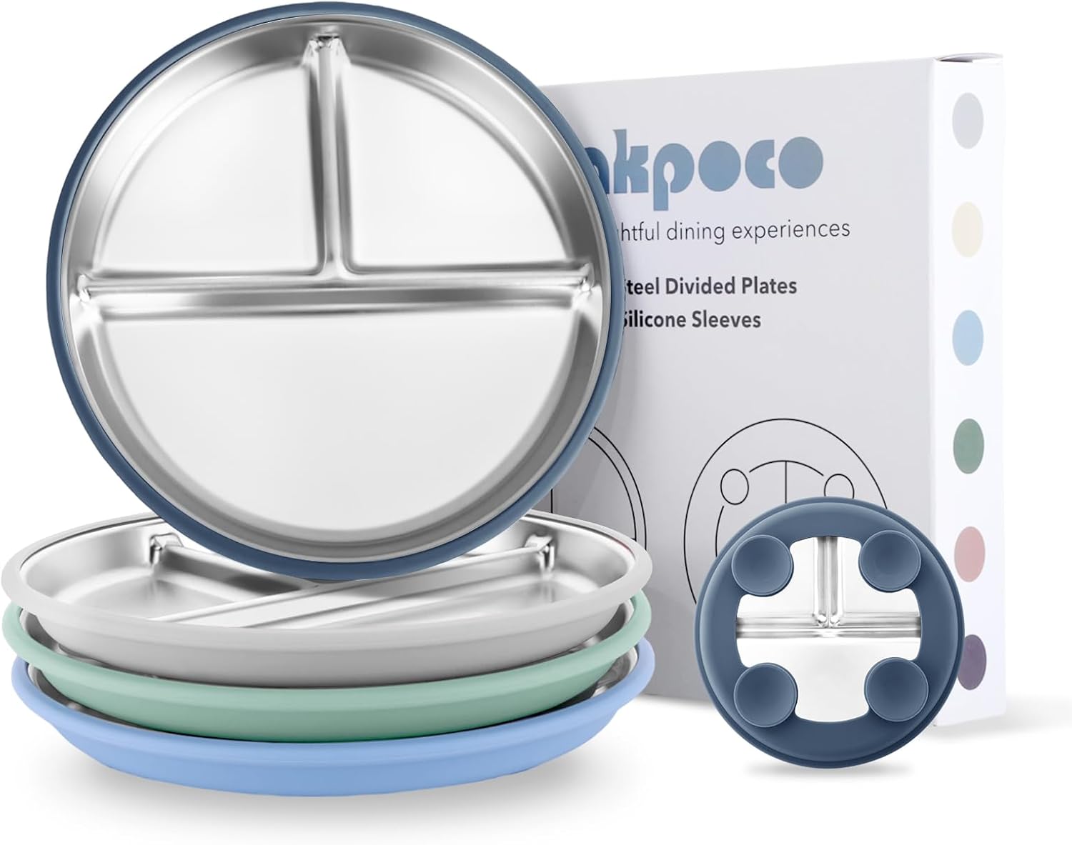 Stainless Steel Suction Plates for Toddlers - 9in Divided Plates