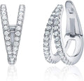 Sterling Silver Conch Huggie Hoop Earrings - Hinged Non Pierced Cuff