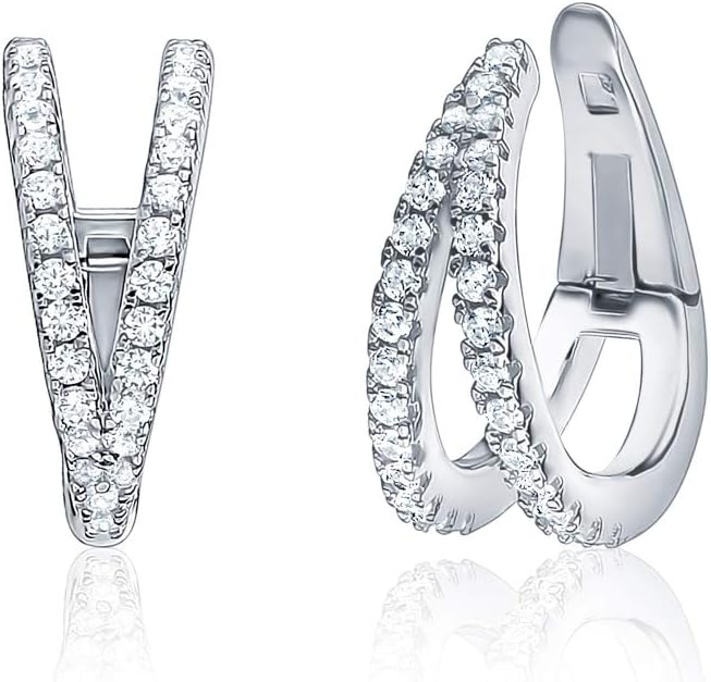 Sterling Silver Conch Huggie Hoop Earrings for Non Pierced Ears
